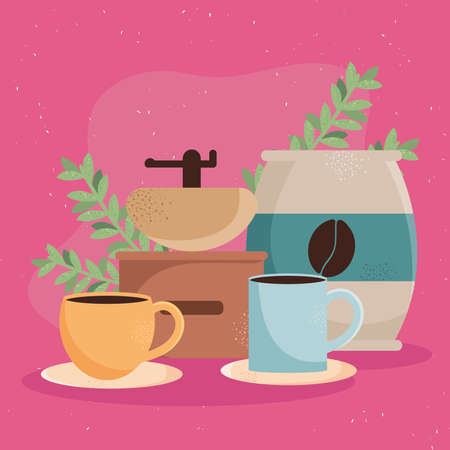 coffee cups and bagのイラスト素材