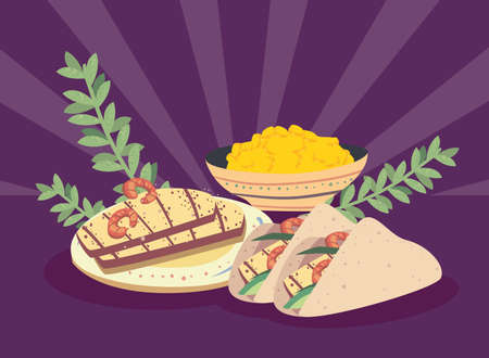 tacos and pork meatのイラスト素材