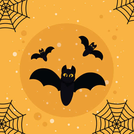 halloween bats flyingのイラスト素材