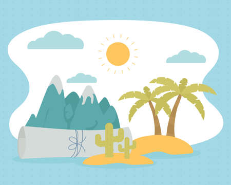 alps, island and cactusのイラスト素材