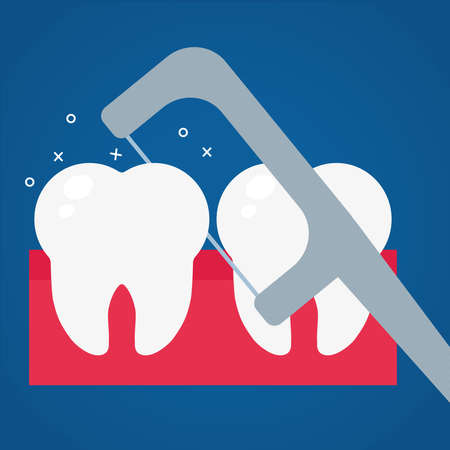 dental flossing cleaning teethsのイラスト素材