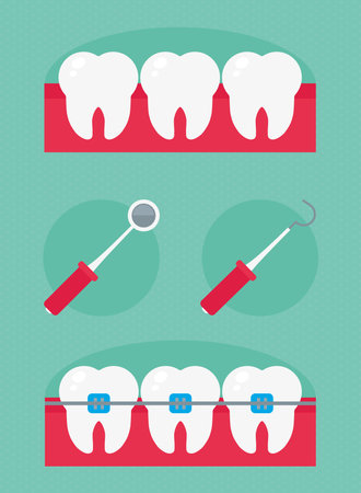 teeth and dental piecesのイラスト素材