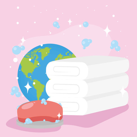 world soap and towelsのイラスト素材