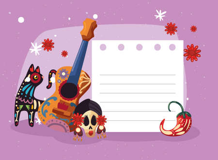 Note with day of the dead symbolsのイラスト素材