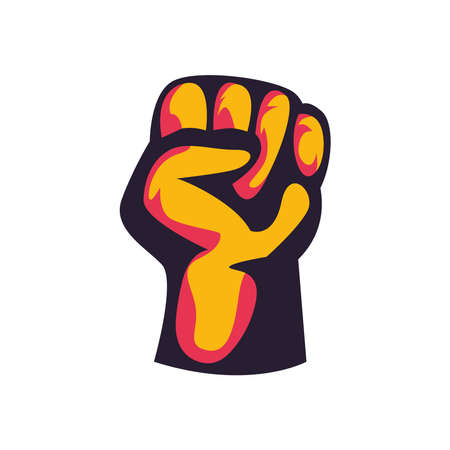 Protest black and orange fistのイラスト素材