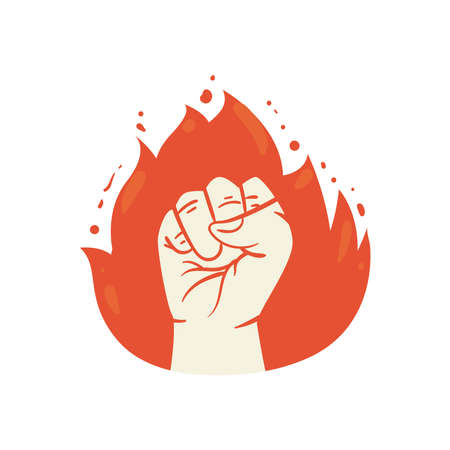 Protest fist in flameのイラスト素材