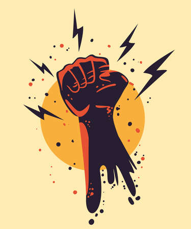 Protest fist with thundersのイラスト素材