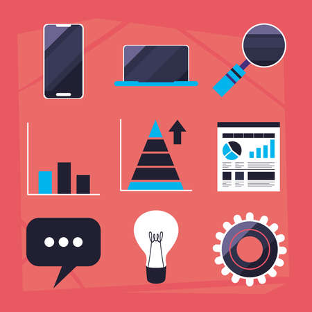 Analytics and data management symbols,のイラスト素材