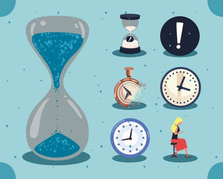 Water hourglass with iconsのイラスト素材