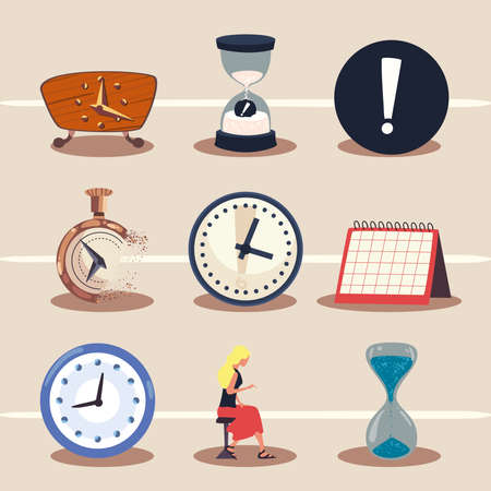 time clock icon setのイラスト素材