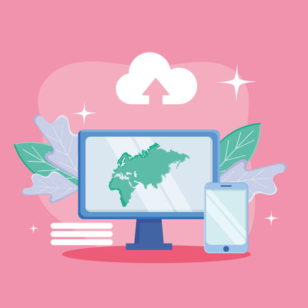 computer and smartphoneのイラスト素材