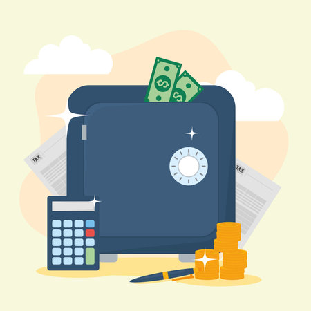 Strongbox and tax accounting iconsのイラスト素材