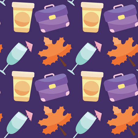 maple leaves and cocktail patternのイラスト素材