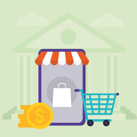 shopping online illustrationのイラスト素材