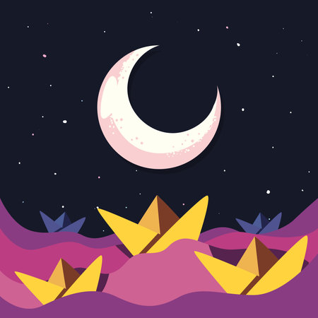 paper boats on seaのイラスト素材