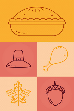 thanksgiving icon setのイラスト素材