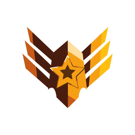 star with wings badge designのイラスト素材