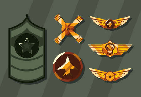 Military forces badges icon collectionのイラスト素材
