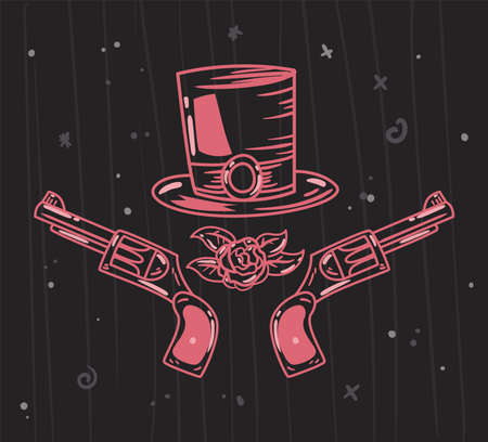guns with hat doodleのイラスト素材