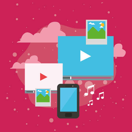 Smartphone and icon collectionのイラスト素材