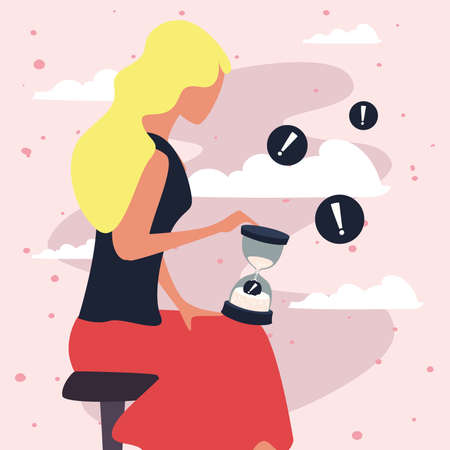 woman with sand hourglassのイラスト素材