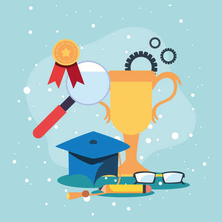 trophy and education symbolsのイラスト素材