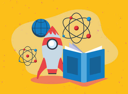 book rocket and education iconsのイラスト素材