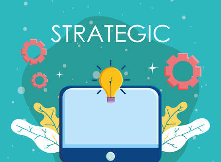 Computer with light bulbのイラスト素材