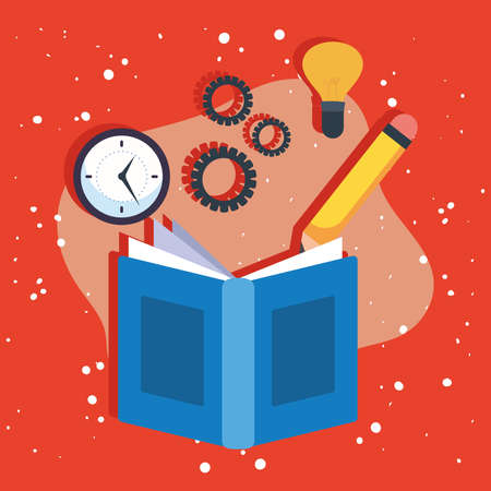 book clock and education iconsのイラスト素材