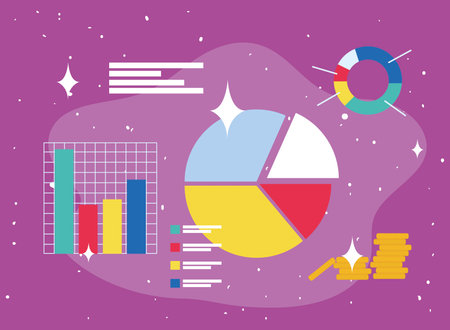 pie chart and iconsのイラスト素材