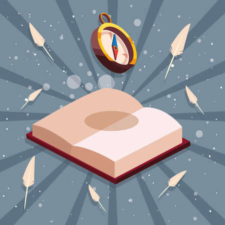 compass over bookのイラスト素材