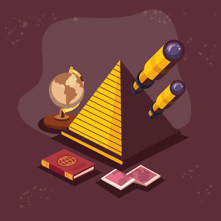 pyramid and iconsのイラスト素材