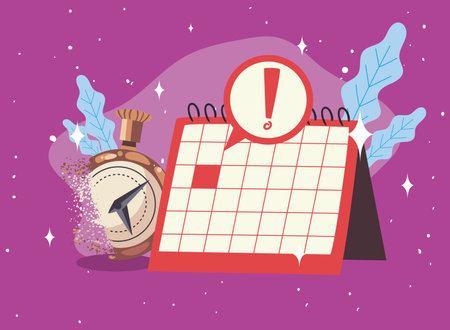 chronometer and calendar with exclamation markのイラスト素材