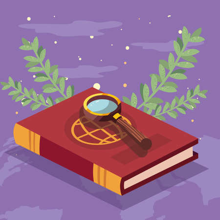 lupe on bookのイラスト素材