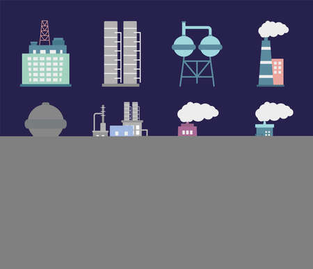 factory buildings and towersのイラスト素材