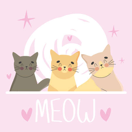 cute cats illustrationのイラスト素材