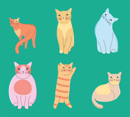 cute cats icon collectionのイラスト素材
