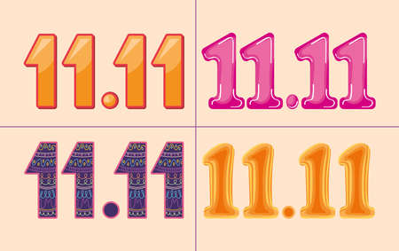 11 11 numbers icon setのイラスト素材