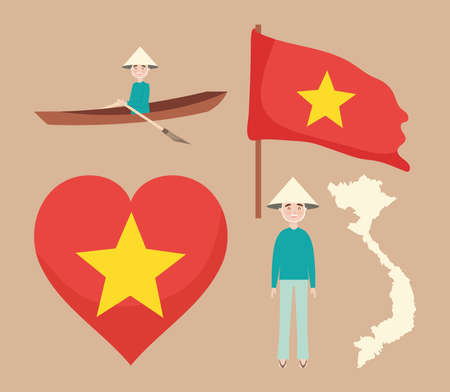 vietnam country icon setのイラスト素材