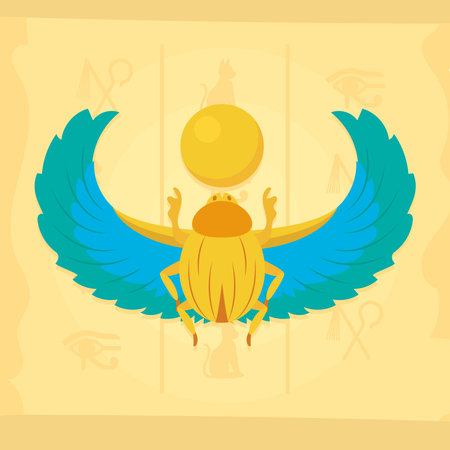 egypt illustration with horus wingsのイラスト素材