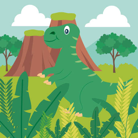 tyrannosaurus and natureのイラスト素材
