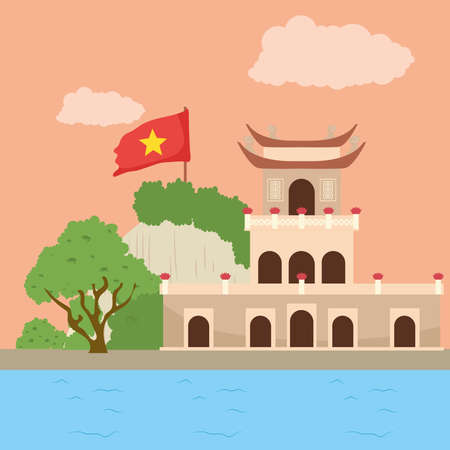 cool vietnam templeのイラスト素材