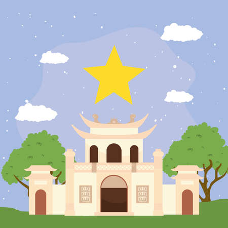 beautiful vietnam templeのイラスト素材