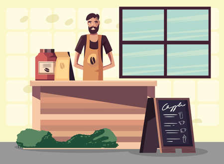 cute coffee baristaのイラスト素材