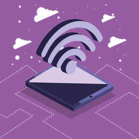 smartphone and wifi signalのイラスト素材
