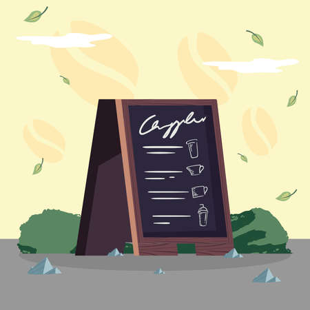 cute coffee shop singboardのイラスト素材