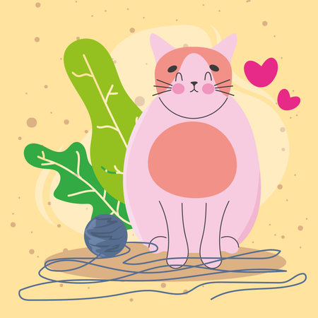 pink cat illustrationのイラスト素材