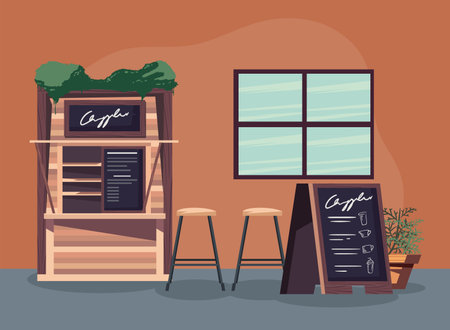 inside of coffee shopのイラスト素材