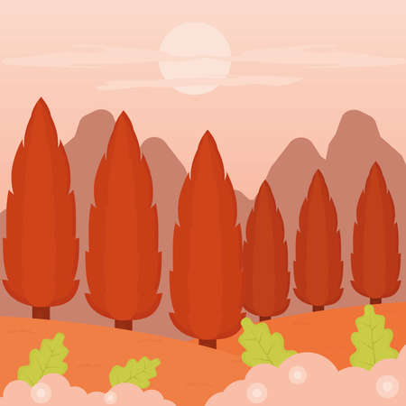 autumn nature landscapeのイラスト素材