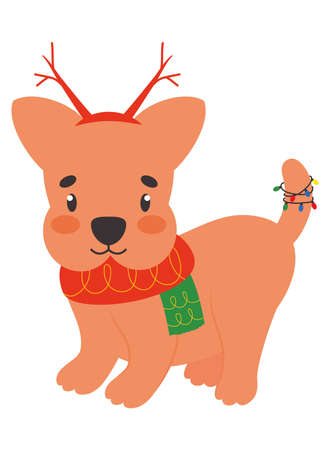 cute christmas dogのイラスト素材